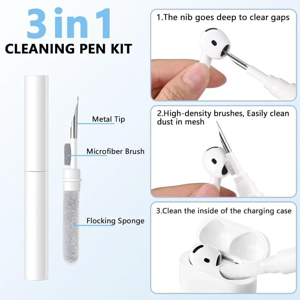 Women's Apple Airpods Flower Engraved Case Compatible Cleaner Kit Keychain Bag
